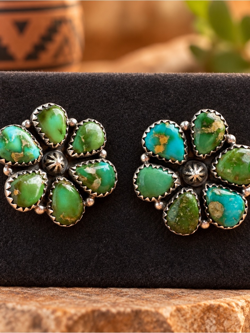 Sonoran Mountain Turquoise Stud Post Earrings 🌵🩵 Sterling Silver